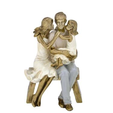 Imagem de Familia Decorativa Somos Tres No Banco 18Cm