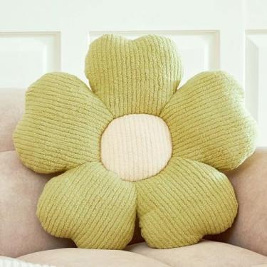 Imagem de Kcvvcr Almofada de flor, linda almofada decorativa em forma de flor para sofá de cama, almofadas de margaridas macias almofadas de assento de chão (19,6 polegadas verde claro)