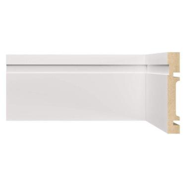 Imagem de Kit Rodapé de MDF 20 Barras Frisadas de 10cm x 2,40m Rende 48 Metros Moldufama Branco