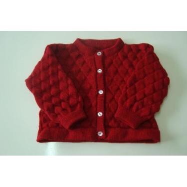 Imagem de casaco blusa de bebe em trico inverno  - Eliane baby, Vermelho, P