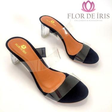 Imagem de Sandália de salto transparente flor de Íris - Flor de íris 