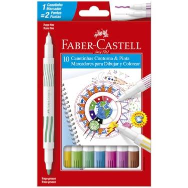 Imagem de Caneta Hidrográfica Ponta Dupla, Faber-Castell, Contorna & Pinta, 15.0110DUO, 10 Cores