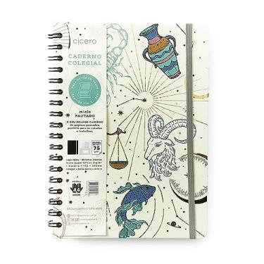 Imagem de Caderno Espiral Astral Pautado 17X24 Cartas Do Zodíaco Branco, Cicero