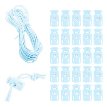 Imagem de Mandala Crafts Cordão De Choque Azul Bebê E Travas Plástico Para Clipes Elástico - Grampos Parada Mola Corda Elástica Cadarço Paracord