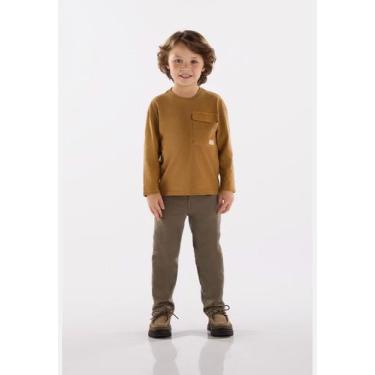 Imagem de Camiseta Infantil Masculina em Meia Malha Up Baby, Marrom, 3