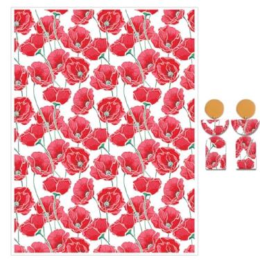 Imagem de Briartw 10 folhas de papel de transferência de argila de polímero com padrão de flor de papoula vermelha, por folha de 10 x 14,8 cm, folhas de transferência de argila de polímero para fazer joias de