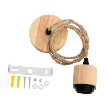 Imagem de WeiLaiKeQi Luminária pendente de madeira com cordão E27, luminária decorativa para casa, hotel, café, Madeira Preta Torcida