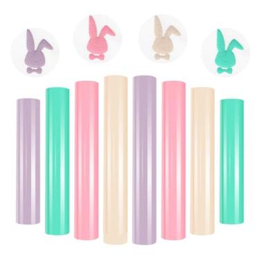 Imagem de HTVRONT Transferência Térmica De Vinil Puff - 9 Peças Pastel Htv Em 4 Cores Sortidas Doces, 3D Para Camisetas, 12" X 10" Passar A Ferro Na Cricut, Fácil Remover E Cortar