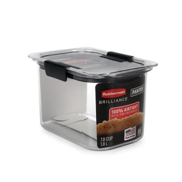 Imagem de Recipiente Rubbermaid, plástico livre de BPA, armazenamento hermético de alimentos Brilliance Pantry, estoque aberto, açúcar mascavo (7,8 xícaras)