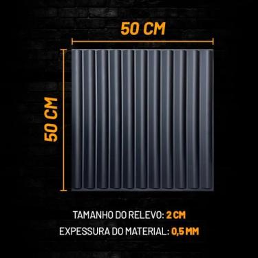 Imagem de JK Kit 20 Placas 3D 50x50cm Ripado Preto - JK Casa&Decor