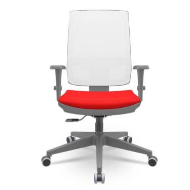 Imagem de Cadeira Brizza Diretor Grafite Tela Branca Assento Aero Vermelho Base 