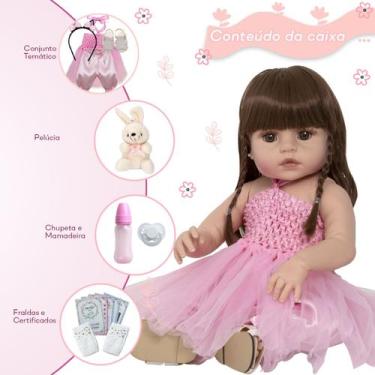 Imagem de Bebe Reborn Menina Cabelo Castanho Bailarina Baby 30 Frases - Cegonha 