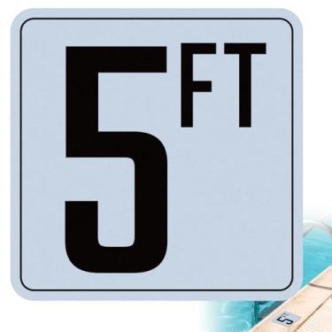 Imagem de OCQOTAT Adesivos de profundidade de piscina de 1,5 m, marcadores de vinil de 15 x 15 cm, sinalização de número de piscina à prova d'água, decalques adesivos de segurança para decks de piscina (1