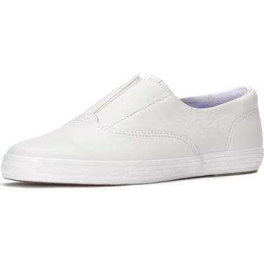 Imagem de Keds Tênis feminino Champion bico redondo sem cadarço, Couro branco, 36
