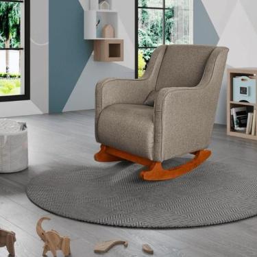 Imagem de Poltrona Amamentação C / Balanço Cadeira Descanso Aquila Linho - JMDEC