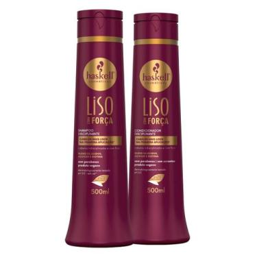 Imagem de Kit Haskell Liso Com Força P/ cabelo Liso Com Frizz 500ml