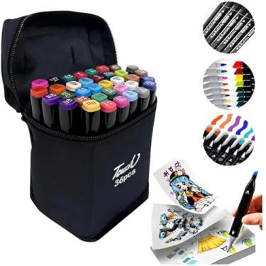 Imagem de Caneta Marcador Para Colorir Desenho Profissional 24, 36, 48, 60, 80, 120 Cores Conjunto De Canetinhas Pontas Duplas Codificados por Cores Vivas para Desenho (36)