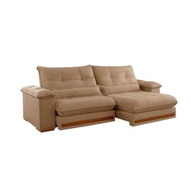 Imagem de Sofá 4 Lugares Retrátil e Reclinável Qatar Linho Bege 280 cm - Modern