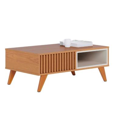 Imagem de Mesa De Centro Para Sala Ripada Leo Freijó/off White Matte C05 - Mpozenato