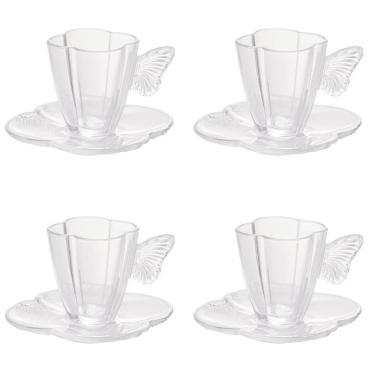 Imagem de Conjunto Com 4 Xí­caras E Pires Para Chá Wolff Butterfly Transparente