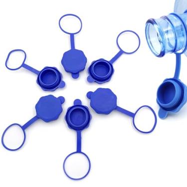 Imagem de BIDEX Pacote com 6 tampas de garrafa de água de silicone para garrafas de 3 e 5 galões - tampas reutilizáveis sem derramamento, tampas de garrafa de água à prova de vazamento para abertura de 55 mm