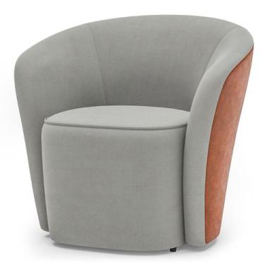 Imagem de Poltrona Sala Orgânica Petit Decorativa Veludo Couro Marrom - BRUMAGE,