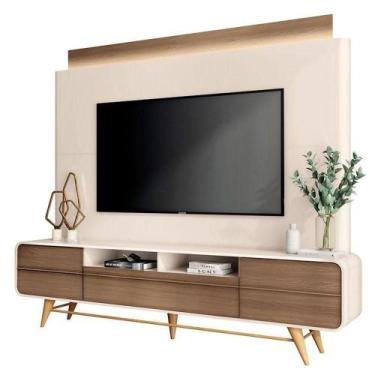 Imagem de Estante Home Theater Nobre Off White Castanho  Hb Móveis