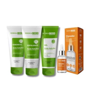 Imagem de Kit Skincare Anti Oleosidade e Acne Sabonete + Esfoliante + Gel Hidratante + Sérum Clareador De Manchas 30ml - 4 ITENS