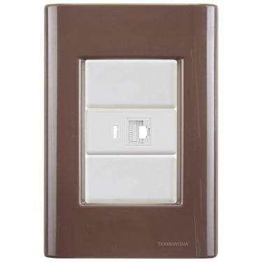 Imagem de Cj Tomada Rj45 Rj 45 Ethernet Giz Café Tramontina Completo Pronto Tramontina