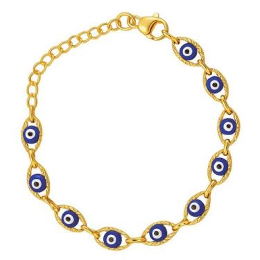 Imagem de Pulseira De Olho Grego Banhada Ouro 18k Feminina Luxo Nfe - Alpha Grup