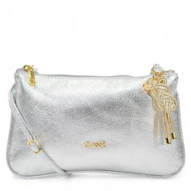 Imagem de Bolsa Feminina Tiracolo Pequena Classe Couro, Prata