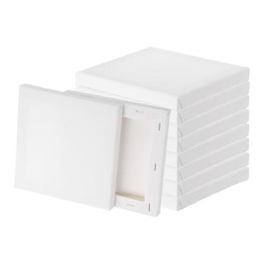 Imagem de PATIKIL Tela para pintura, pacote com 10 15 x 15 cm tela de algodão em branco tábua de desenho acrílica conjunto de tinta a óleo suprimentos de arte para aquarela óleo acrílico guache têmpera