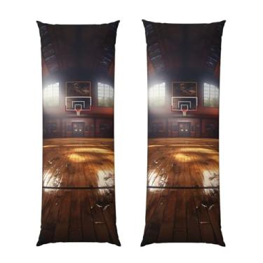 Imagem de Capa de travesseiro corporal com zíper oculto, fronha longa de microfibra macia e respirável para travesseiro corporal, capas de travesseiro de quadra de basquete para presente de dormir 50 x 137 cm