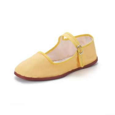 Imagem de sugarscent Sapatilhas femininas clássicas chinesas Mary Jane, chinesas, sapatilhas, fivelas, sapatos Kung Fu, Amarelo brilhante, 39