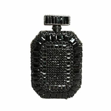 Imagem de DEBIMY Chic Bolsa feminina de perfume com strass, bolsa noturna de cristal com glitter, bolsa de convidada de casamento para festa de formatura, Preto