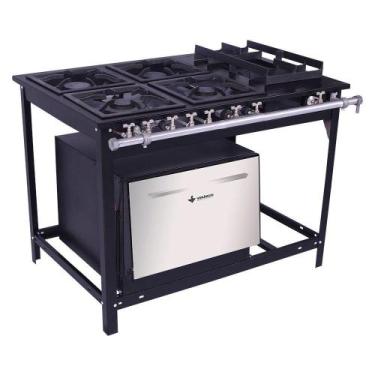 Imagem de Fogão Industrial Venâncio 5 Bocas 2 Duplas a Gás Baixa Pressão Com For