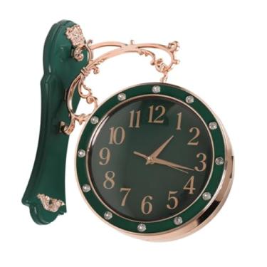 Imagem de IEUDNS Relógio de parede duplo lado pendurado relógio de fazenda silencioso para sala de estar jardim estação de quarto aniversário, Verde