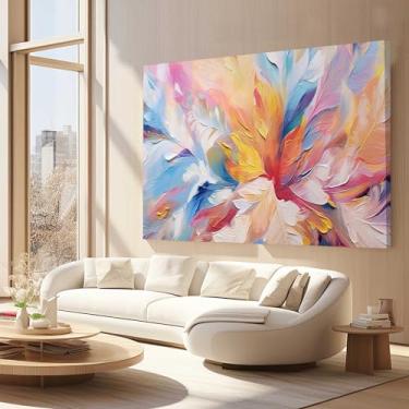 Imagem de Quadros Decorativos para Quarto Sala 90x60 Abstrato Colorido Cores Claras Grande Escritório Hall