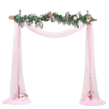 Imagem de BOYOUTH Cortinas de voile transparente para casamento, cortina de tule longo de tule para festas de aniversário, cerimônias, recepção, palco, decoração, rosa, 150 x 60 cm, 1 painel