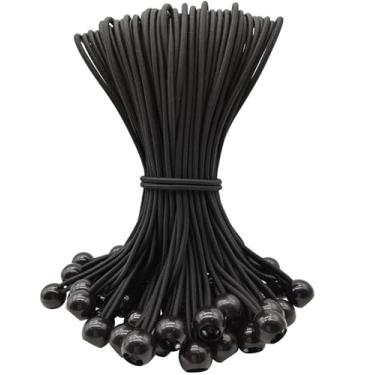 Imagem de WMZOBH Cabos elásticos de 25,4 cm - 50 peças de cordas elásticas pequenas com bolas, mini bolas elásticas resistentes ao ar livre para lona, dossel, acampamento, postes de barraca (preto)