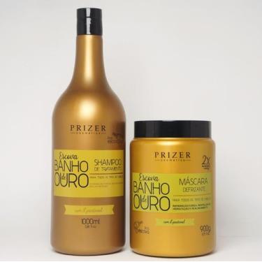 Imagem de Escova Banho de Ouro Kit Shampoo 1000ml + Máscara 900Gr - Hobety Profi