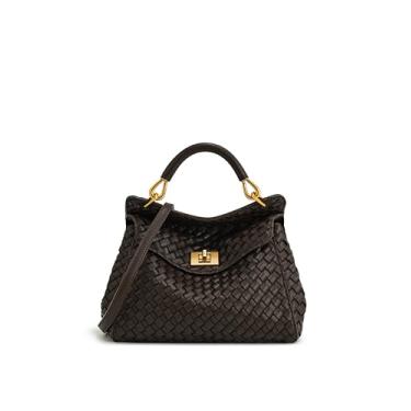 Imagem de JW PEI Bolsa feminina Lucia Classic Top, Tecido marrom escuro, Medium