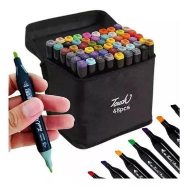 Imagem de Super Marcador 48 Canetinha Coloridas Permanente Ponta Dupla