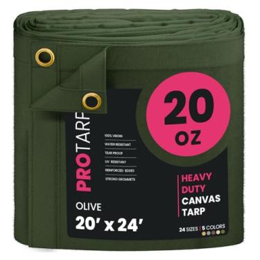 Imagem de PROTARP Lona de lona à prova d'água extrema resistente 590 g, capa de lona resistente a UV com ilhós de latão à prova de ferrugem, multiuso para dossel, telhado, acampamento, pilha de madeira (verde