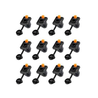 Imagem de 12 un Conector Ethercon Rj45 Keystone Ip65 Rede Fêmea Duplo Painel de Led Emenda Tomada Rack - PRETO