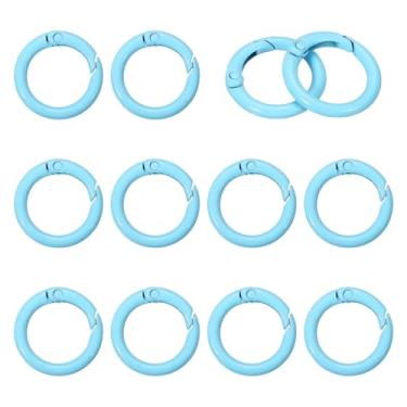 Imagem de YELARXI Anéis de metal com mola, porta-chaves de pressão de mola redonda colorido - adequado para (chaveiro - bolsa - bolsa - bolsa - cordão - artesanato faça você mesmo) pacote com 12 e 2,5 cm e azul