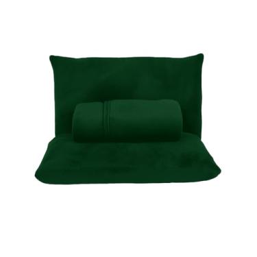 Imagem de Kit Jogo de Lençol de Manta Soft Plush Solteiro/Casal/Queen e King para o inverno(Verde Militar-Casal 3 Peças)