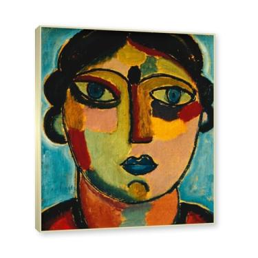 Imagem de NHLDZYH Moldura de champanhe. Impressões de arte Alexej von Jawlensky - Pintura de retrato - (Boca azul) - Pôster de decoração de parede vintage. 40 x 48 cm - 15,7 x 18,9 pol