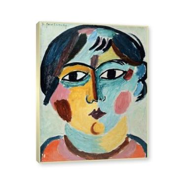 Imagem de NHLDZYH Moldura champanhe. Alexej von Jawlensky, impressão clássica, (cabeça de menina), decoração de parede para cozinha, quarto. 60x80cm