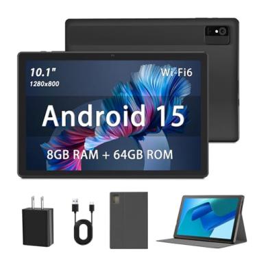 Imagem de paitanry Tablet Android 15 – Tablets para adultos, tela IPS HD de 10,1 polegadas, 8 GB de RAM, 64 GB de armazenamento, CPU Octa-Core, WiFi 6, GPS, alto-falantes duplos – Tablet de computador com capa
